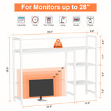 Snughome Desk Shelf, 38.6" Desktop Organizer Shelf, Desk Hutch for Computer Monitor, 4 Tier Desk Display Rack, Wood Desktop Bookshelf Storage Rack for Home Office Dorm, White