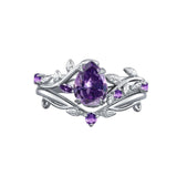 Oseew Amethyst rings for women sterling silver Amethyst engagement ring set Anniversary
