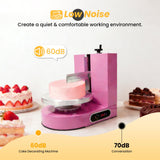 LIWBYYG Cake Decorating Machine, 200W Cake Cream Spreading Machine 60-320rpm Rotating Speed Automatic Cake Cream Spreading Machine with LCD Display for 4-12 inch Cakes (Pink)