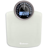 Adamson Hybrid 2-in-1 Analog & Digital Weighing Scale for Body Weight up to 400lbs + Thick Tempered Glass + Extra Large Display + Easy to Read Digital Bathroom Scale + New - White