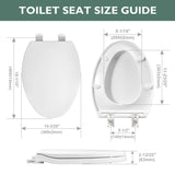 Toilet Seat Elongated, Slow Close Hinges, Four Non-Slip Bumpers, Easy to Install and Clean, Durable Plastic, White – Two Sets of Mounting Parts Included