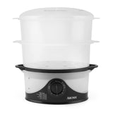 6Qt. 2-Tier Food Steamer, Dishwasher Safe (AFS-140B), Black, 6 Liter AROMA
