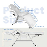 Spa Massage Chair for Salon, 881LBS Tattoo Chair with Detachable Armrests, 71''W x 25''D x 25''H Adjustable Massage Table with Removable Headrest Works as Salon Chair, Lash Bed