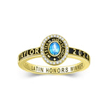 Oseew 2027 Custom Class Graduation Ring High School for Women (Yellow Gold)