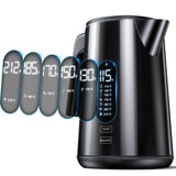 Electric Kettle, Double Wall Stainless Steel Cool Touch Water Boiler Heater, 7 Temperature Control Teapot, 4H Keep Warm | Black SSYFEI