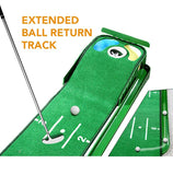 Golf Putting Mat with Water and Bunker Hazards – Extra Long at 9.4 Feet with Automatic Ball Return Ascent