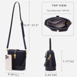 Small Bucket Bags for Women, Vintage Faux Suede Purse with Crossbody Strap, Top-Handle Handbags Shoulder Bag for Fall Winter (Black)