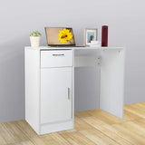 Oumefar Compact Computer Desk with Drawer and Storage Door (White)