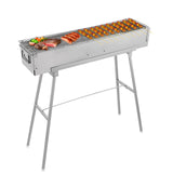 IRONWALLS Portable Charcoal Grills, 32" x 8" Stainless Steel Folded Camping Grill Kebab Skewer Barbecue Grill Kit for Garden Backyard Party Picnic Travel Home Outdoor Cooking Use