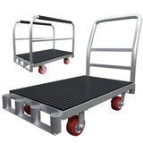 2IN1 Heavy Duty Panel Truck, 42" x 24" Platform Cart w/Rubber Mat & 3 Handrails, 2500 lbs Capacity Drywall & Lumber Cart