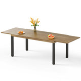PHI VILLA Patio Expandable Metal Dining Table for 6-8, Brown