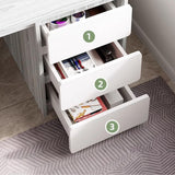 Stylish 140cm Desk with Sideboard Modern Study Table with 3 Drawers Home Office Furniture Compact Computer Desk No Chairs Included Perfect for Small Spaces