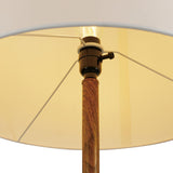 Globe Electric Novogratz x Globe Harrington 65" Floor Lamp, 2-Tone Faux Wood Base, White Fabric Shade, Socket Rotary Switch 67225