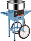 Commercial Cotton Candy Machine w/Cart and Wheels, 110V Electric Floss Maker with Stainless Steel Bowl, Sugar Scoop for Family and Various Party Blue