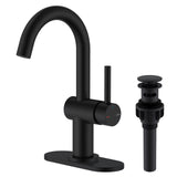 KENES Matte Black Bathroom Sink Faucet, Bathroom Faucets Single Handle Modern Prep Wet Bar Sink Faucets with Drain Assembly & Deck Plate, Farmhouse RV Camper Outdoor Utility Faucet, KE-9005B-2