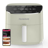 Nuwave Brio Plus Air Fryer 8 Qt, New & Improved, PFAS-FREE, 7 Digital One-Touch Cook Functions that AIR FRY, BAKE, ROAST, DEHYDRATE, TOAST, REHEAT, PREHEAT, 150 Presets, 50°F~400°F (Cream)