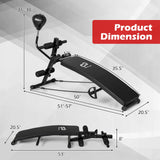 Goplus Adjustable Decline Sit Up Bench for Exercise, Foldable Curved Slant Bench with Speed Ball, Pump & 2 Resistance Bands, Heavy Duty Metal Frame, Full Body Ab Workout Equipment for Home Gym, Black Goplus