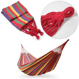 Jyuiipcz Hammock Hammock Portable Hammock Outdoor Garden Hammock Family Travel Camping Hiking Swing Canvas Striped Hammock Outdoor Hammock (Color : Blue) (Red)
