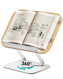 Viozon Book Stand for Reading,Book Holder, Height&Angle Adjustable, 360° Rotating Base, Foldable and Portable, Lightweight for Office, Kitchen, School Textbook, Recipe, Magazine,Kindle,Tablet LW