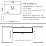 Kitchen Sink 30x18 Inch Undermount Sink Stainless Steel 16 Gauge Single Bowl Kitchen Sinks Set (5 Item Bundle: Sink, Bottom Grid, Drain Assembly, Drain Cap, Towel)