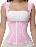 SHAPSHE Waist Trainer for Women, Tummy Control Sports Girdle, Workout Body Shaper with Adjustable Shoulder Strap Pink M