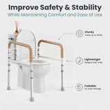 PELEGON Toilet Safety Rails (350 lb) - Adjustable Toilet Safety Frame & Rails, Toilet Safety Rail for Elderly Adults, Toilet Handles for Seniors, Toilet Bars for Elderly, Disabled & Handicap - Beige