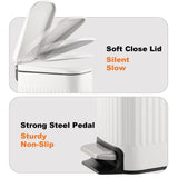 Bathroom Trash Can with Toilet Brush - 1.6 Gallon Slim Stainless Steel Garbage Can, S