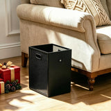 FANTERSI Small Black Trash Can 4.5 Gallon, Metal Mesh and Wood Combination Small Garbage Can, Office Waste Basket with Handle, Rectangular Trashcan for Home Office, Bedroom, Living Room