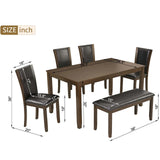 6 Piece Dining Table Set, Counter Height Kitchen Sets, Walnut