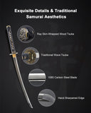 1080 Wave Wakizashi for Display & Collection, Hand Forged Full Tang Sword