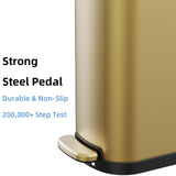 KSSKSS 2.6 Gallon Slim Bathroom Trash Can with Soft Close Foot Pedal, 10L Stainless Steel Garbage Can with Removable Liner Bucket, for Narrow Spaces, Bedroom, Gold