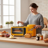 4-in-1 Multifunctional Breakfast Station, Electric Toaster Oven with Rice Cooker, Hot Pot, Sandwich Maker, Digital Controls,Compact Kitchen Appliance (Yellow)