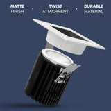 LUXRITE 4 Inch Recessed Light, Regressed Canless LED Spotlight, 5CCT 2700K-5000K CRI90, 22W, 1700 Lumens High Output, 60º Wide Flood, Square Black & White Baffle Trim, Dual Dimmable, IC & Wet (4 Pack)