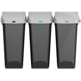 3 Pack | Linkable Waste and Recycling Bin with Swing Top and Lift Up Lid, for Kitchen, Office, Home