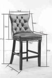 MOOLSUN Set of 4 Blue Velvet Bar Stools - Classic Fixed Height Design with Button Tufted Seat, Solid Wood Frame & Chrome Nailheads, Perfect for Standard Kitchen Island & Home Bar,Black(Wood Leg)
