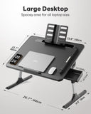 Laptop Table with LED Desk Light, SAIJI Laptop Stand for Bed