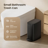 Bathroom Trash Can with Lid Soft Close, 6L/1.6 Gallon Stainless Steel Slim Garbage Can with Foot Pedal