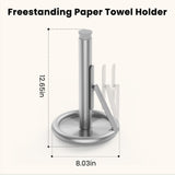 Ultrean Paper Towel Holder Countertop, Freestanding Paper Towel Dispenser with Spring-Loaded Arm for One-Handed Tear, Weighted Non-Slip Base, Stainless Steel for Kitchen