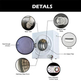 Panda Compact Dryer 13.2 lbs Load Volume 110V 1500W Portable Clothes Dryer 3.5 cu.ft. Stainless Steel Tub, 4 Drying Modes