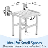Hafee grace 18.7” Drill-Free Foldable Shower Seat Wall Mounted, 660lb Heavy Duty Fold Down Chair, Fixed-Height for Elderly Home Care Bathroom