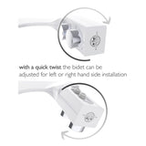 BIDETbidet Left/Right Reversible WARM WATER Ultra-Slim Bidet Attachment with Temperature Control, Interchangeable Knob Set, Hinged Nozzle, Non-Electric, Easy Install, Fits Most Toilets, Off-White