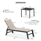 PURPLE LEAF Chaise Lounge Outdoor Set of 2 with Wheels, Aluminum, Beige