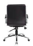 BOSS Office Products B9476-BK Executive Mid Back CaressoftPlus Chair with Metal Chrome Finish, Black
