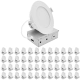 LUXRITE 4 Inch LED Recessed Light, ECO Backlit Mini Panel Spotlight, 5CCT 2700K-5000K, 1000 Lumens, High Output, 11 Watts, Dimmable, IC Rated, Wet Rated, ETL Listed, Energy Star, Round (48 Pack)