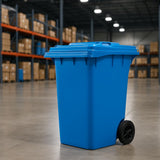 Getzi Blue 95-Gallon Wheeled Rectangular Trash Can with Hinged Lid