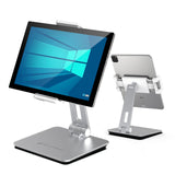 Tablet Stand Holder, Heavy Aluminum Alloy Multi-Angle Foldable iPad Holder Stand for 4.7''- 13'' Screen Surface Pro Series, iPad Series, Pro, Mini, Air, Samsung Galaxy Tabs and More (Silver)