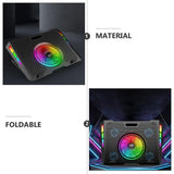 RGB Laptop Cooling Pad Stand with Adjustable Fan, Foldable Ergonomic Design