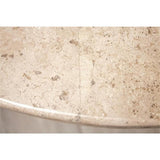 BOWERY HILL Contemporary Round Stone Top Coffee Table in Alabaster Travertine for Living Room, 36" D x 36" W x 18" H