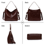 Slouchy Hobo Bags for Women, Large Shoulder Bag with Top Handle, Vintage Crossbody Purse Leather Travel Slouchy Tote Handbag (Brown)