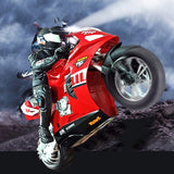 ZAVEIOP Remote Control Motorcycle, High Speed Self Balancing Single Wheel Stunt RC, 1/6 Scale 360 Rotating LED Flashlight Toy, Best Xmas Gift for Boys & Girls, Blue